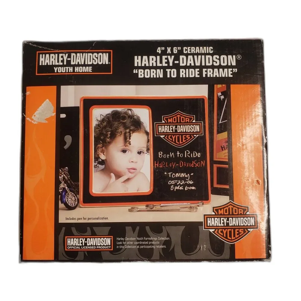 Harley-Davidson Born to Ride Frame Ceramic 4x6 Youth Home Photo New in Box Gift